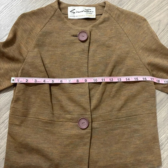 Vintage 100% Wool Women’s Brown Button Cardigan Blouse Size 10 Made In Italy - Picture 4 of 10